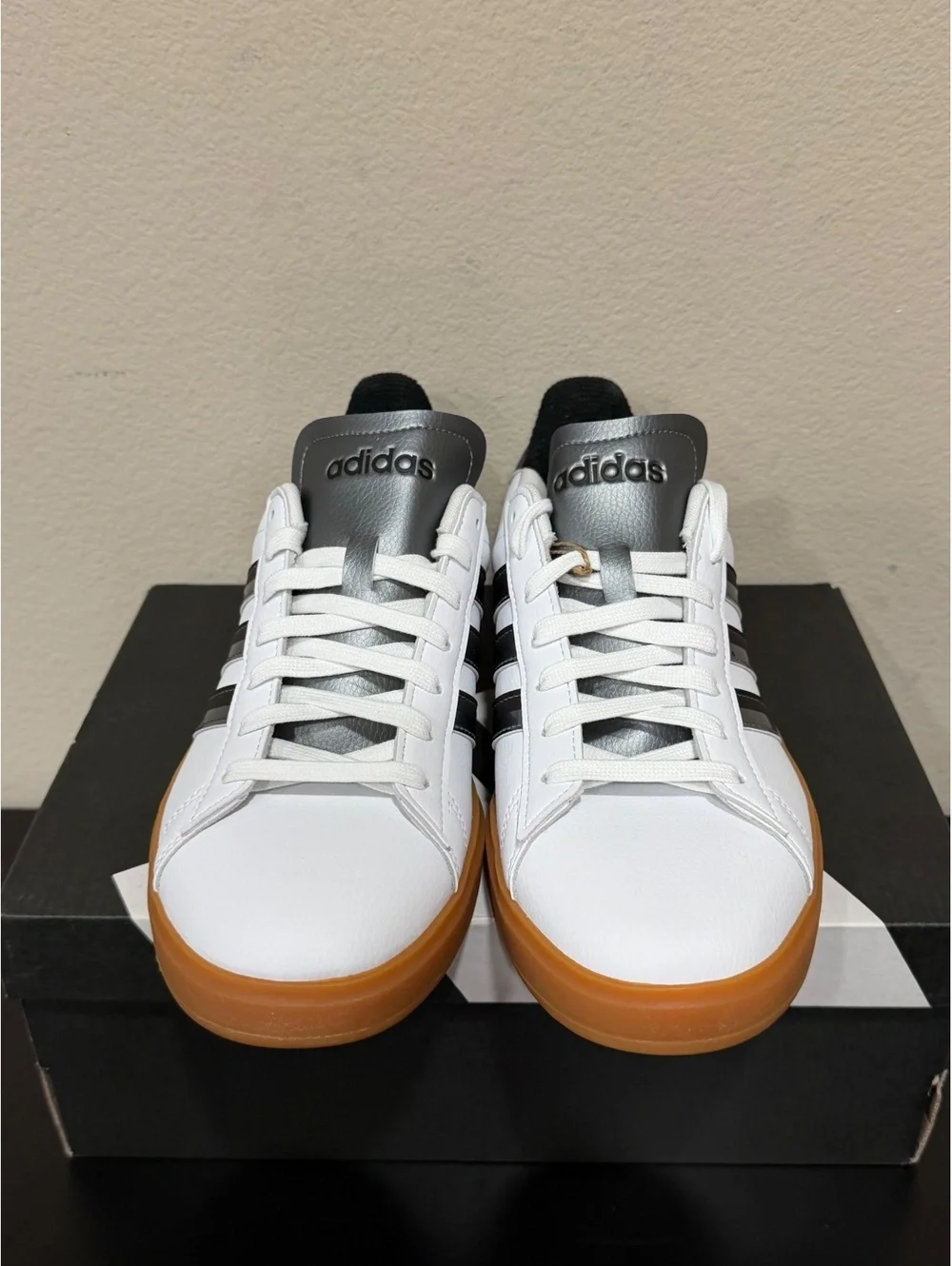 Size 8.5 - Adidas Women’s Grand Court 2.0 “White Iron Metallic Black”